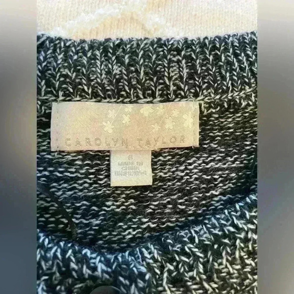 Carolyn Taylor Cardigan Sweater Women navy/white size small - Picture 2 of 6